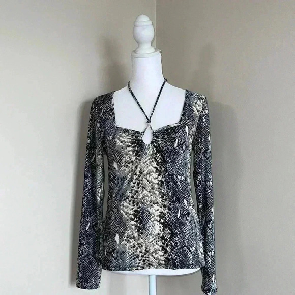 Lavish Snakeskin Print Long-sleeve Top​​ - Picture 1 of 14